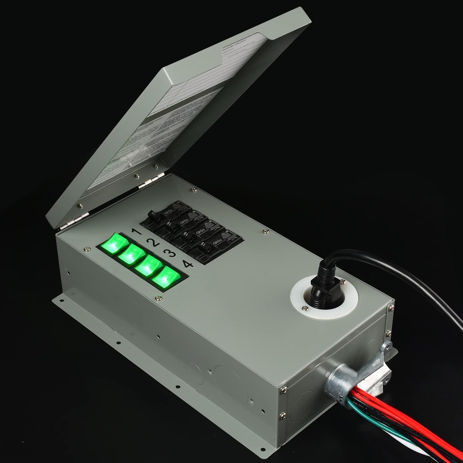 Natures Generator Transfer Switch Kit 4 Circuits, 15Amp