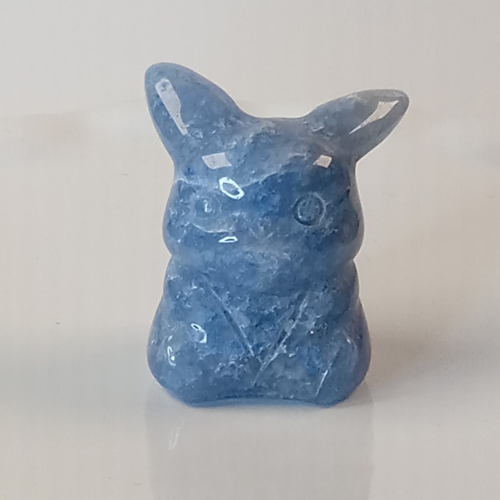 Blue Aventurine Crystal Pikachu Character Pokemon Carving 18g | D40