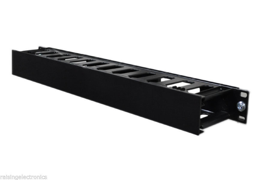 1U Horizontal Rack Mount Cable Management Unit with Panel Plastic