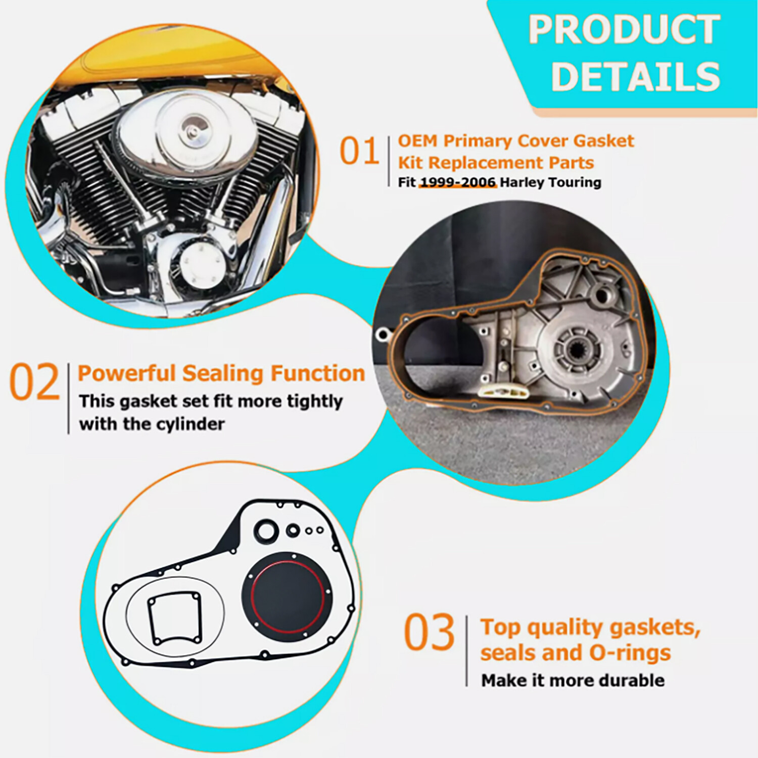 New Clutch Primary Cover Gasket Kit for Harley Electra Glide Road King 1999-2006