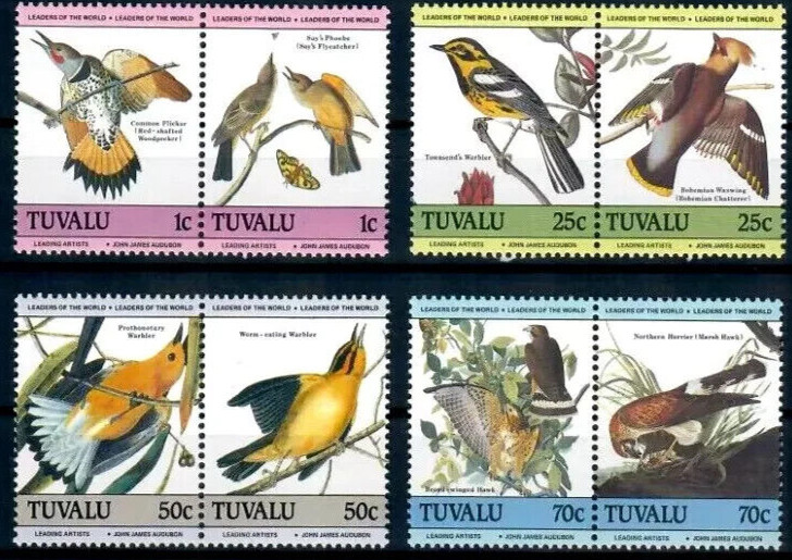 Tuvalu 279 - 286 BIRDS Mint Never Hinged Set of 8 Multi Color Stamps