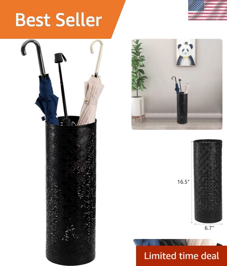 Metal Round Umbrella Stand Rack, Free Standing Umbrella Holder Bin, Canes Wal...