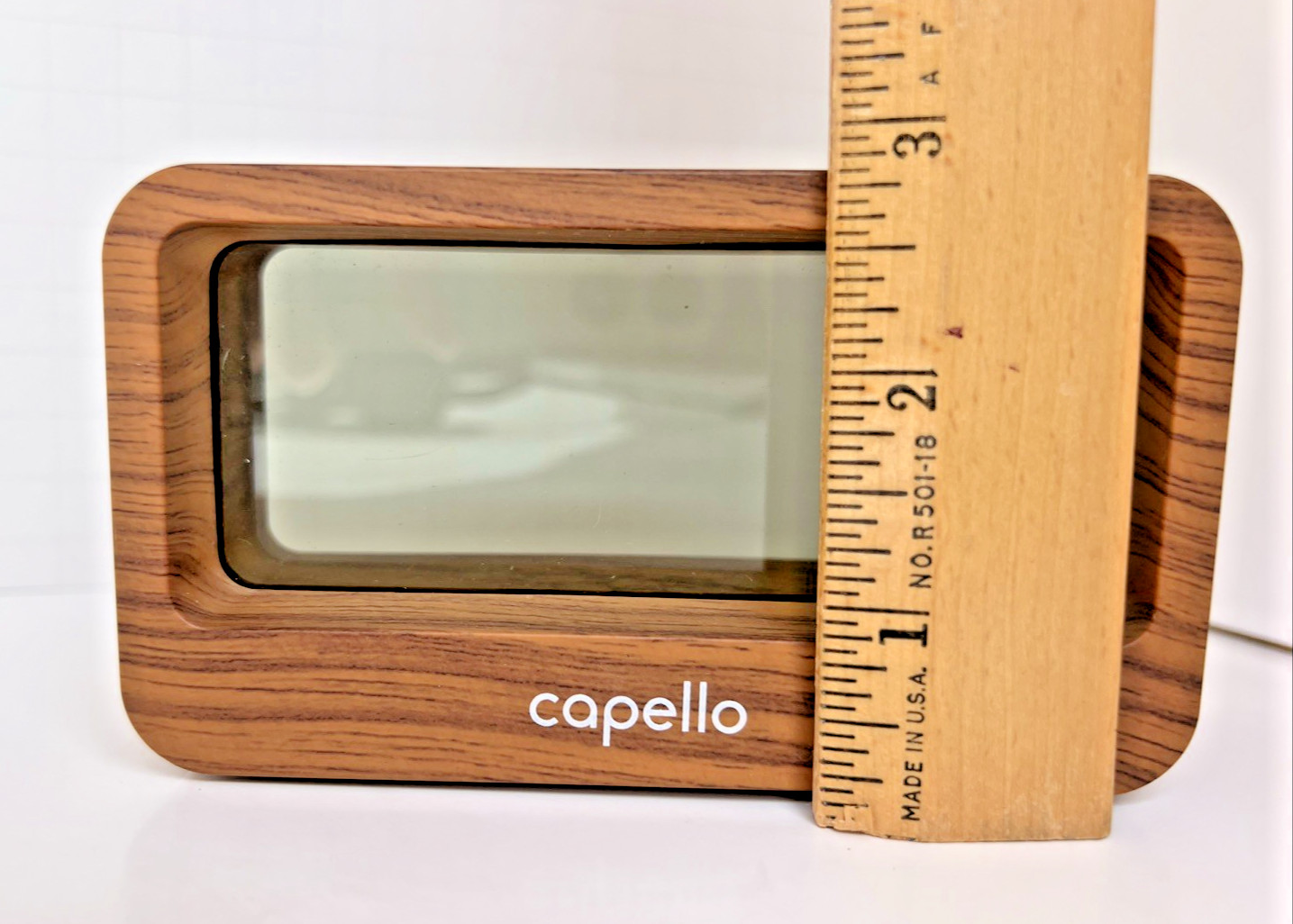 Capello Wood Grain Digital Alarm Clock Large Display USB Charging AC Adapter