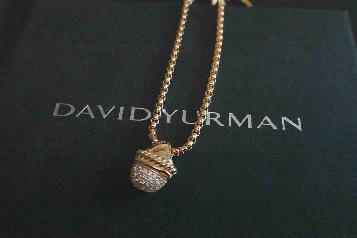 NEW/DavldYurmanHalf&Moon*Diamond Pendant Necklace 17"