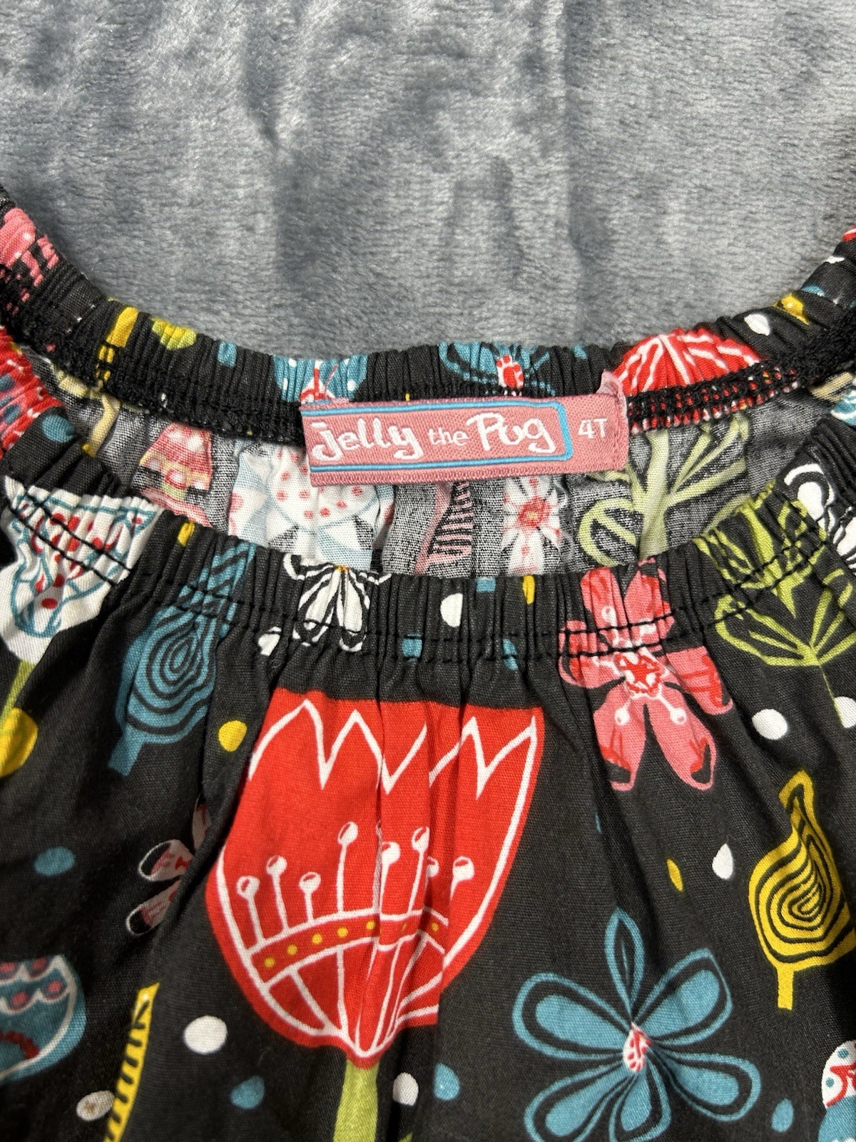 Jelly The Pug Girls 4T Poplin Fiesta Mindy Floral Boutique Dress Black EUC