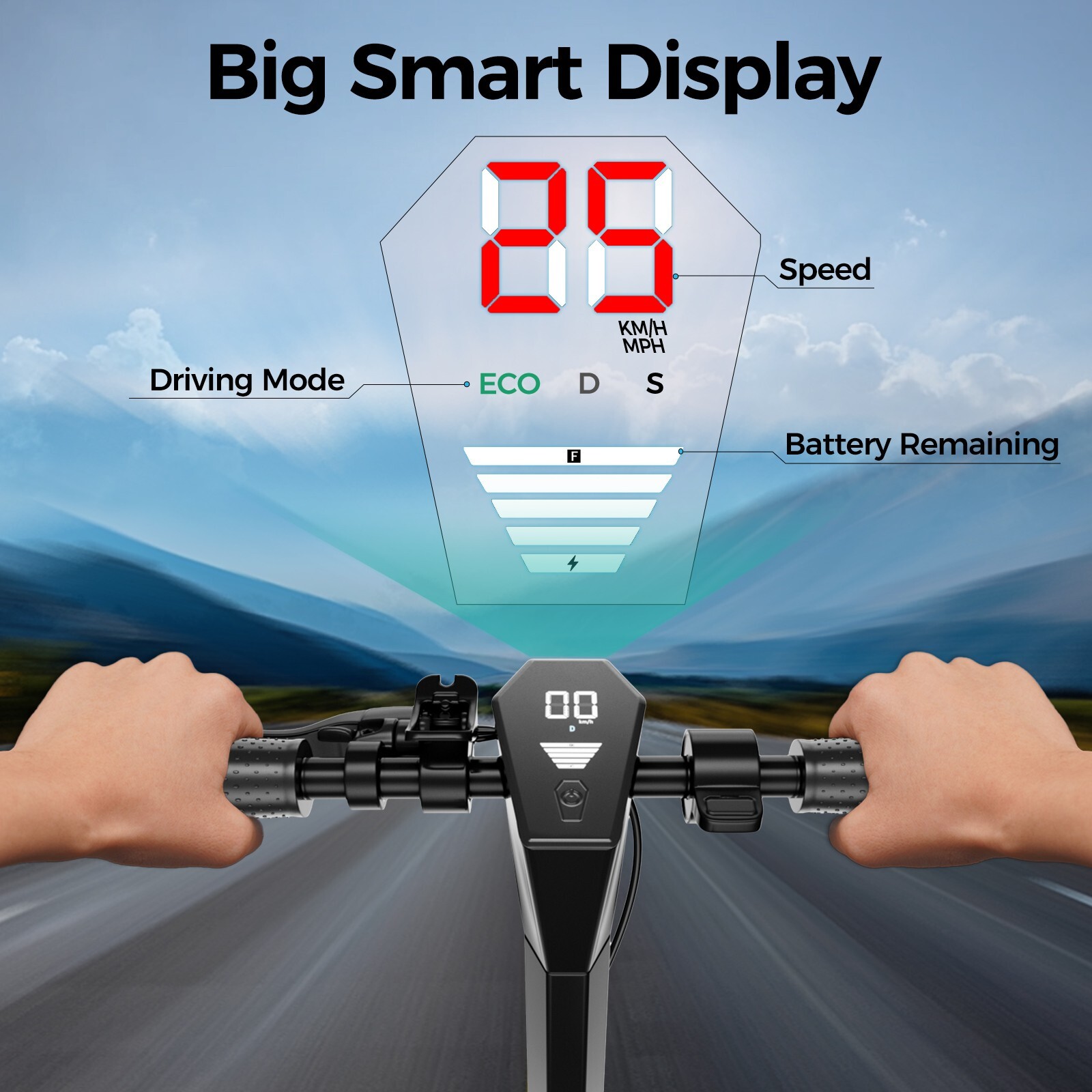 V10 Electric Scooter 500W 10''Air Tire 25MPH 22Mile Long Range Foldable 10.5AH