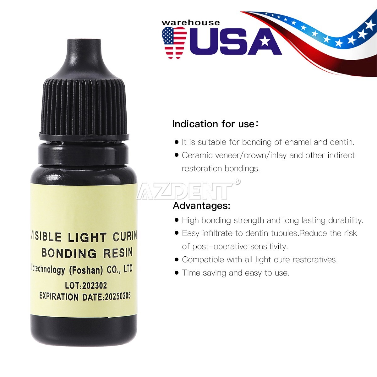 Dental Visible Light Curing Adhesive Resin Adhesive for Dentin and Enamel 5ml