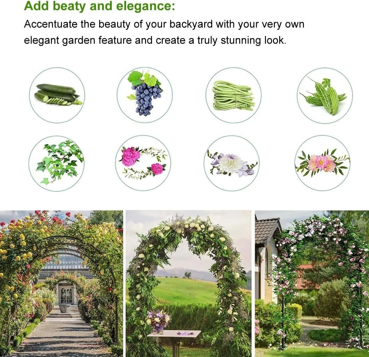 Stunning 4.6ft Wide Metal Garden Arch for Weddings & Climbing Plants Decoration