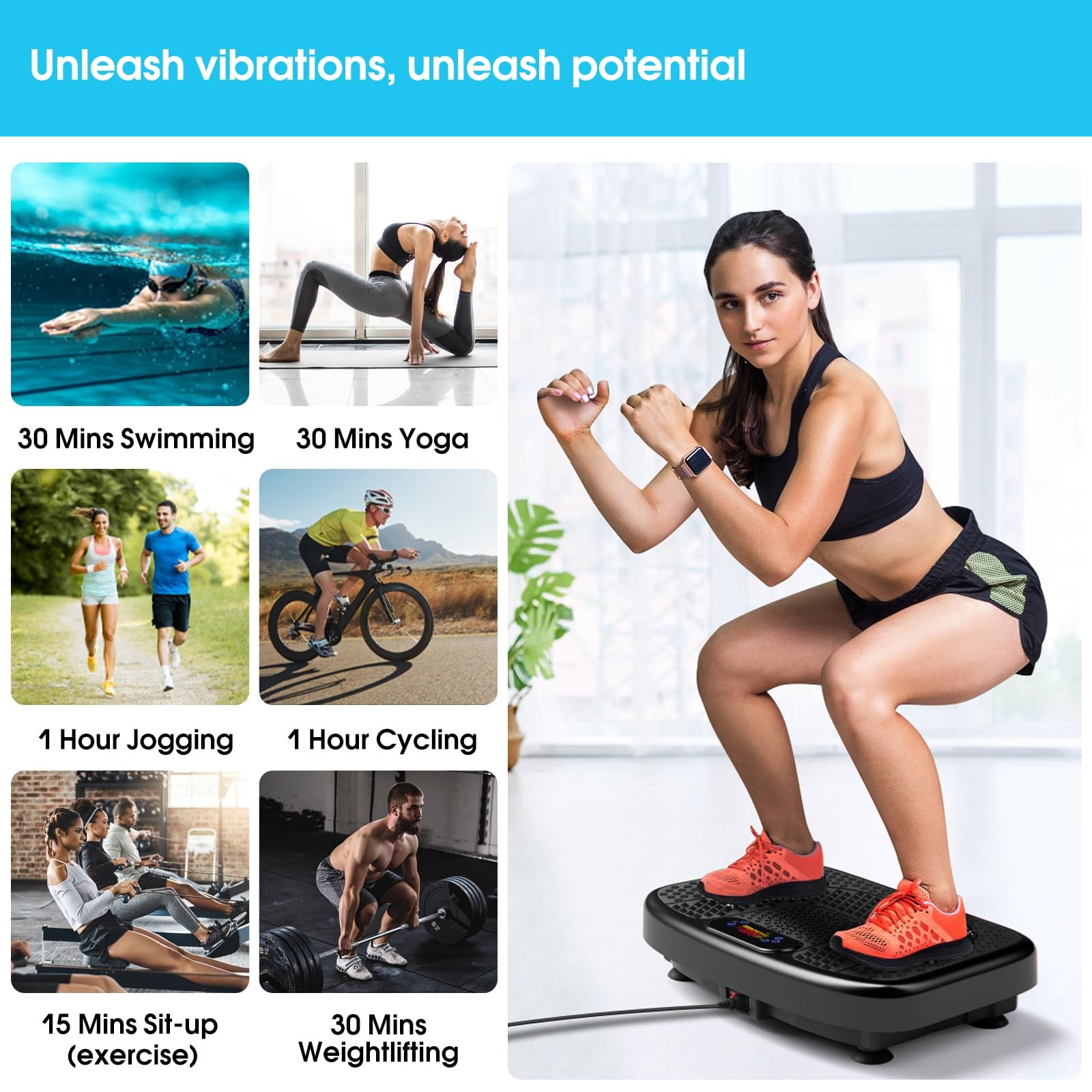 Vibration Plate Exercise Machine for Lymphatic Drainage,Power Vibrate Stand S...