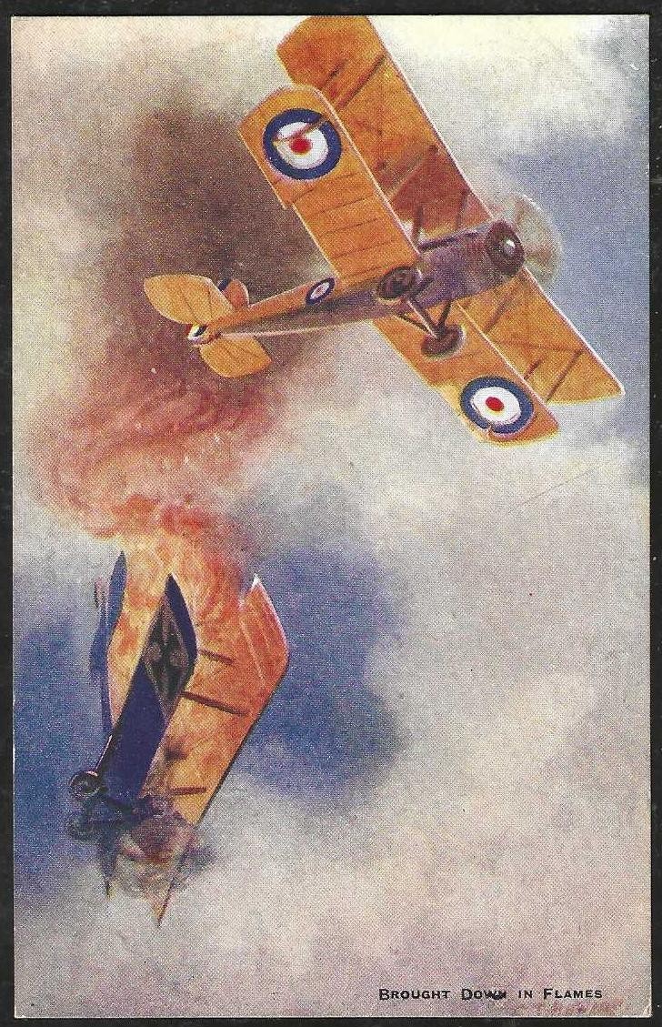 GREAT BRITAIN World War 1 Era "AERIAL DOGFIGHT" Picture Postcard