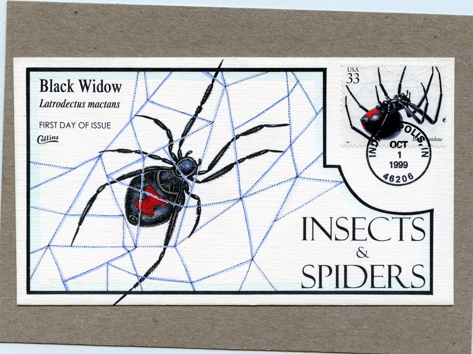WWLF  COLLINS  FDC  COVER    INSECTS & SPIDERS   # 3351A   BLACK WIDOW