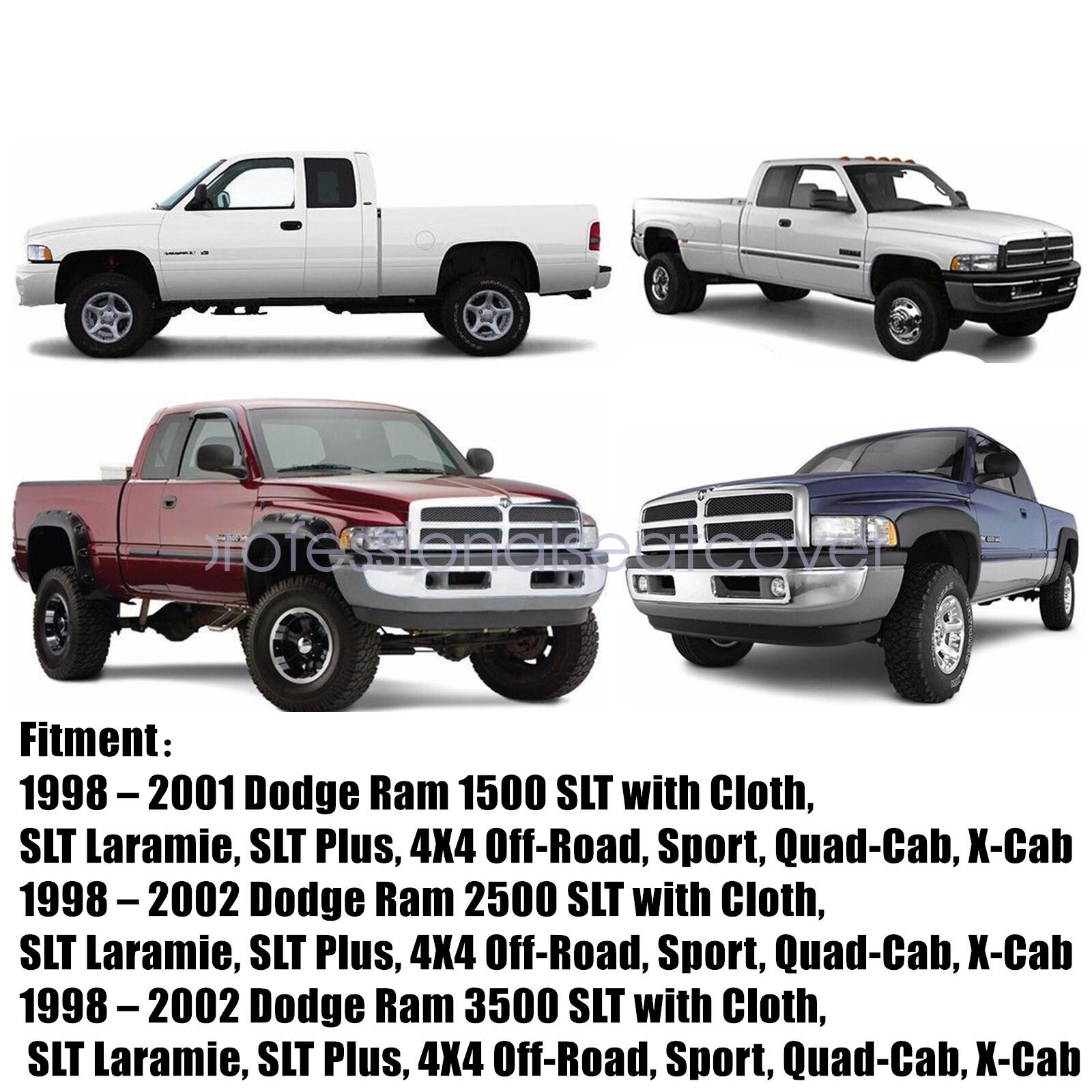 Driver Bottom Seat Cover + Foam Cushion Fits 1998-2002 Dodge Ram 1500 2500 3500