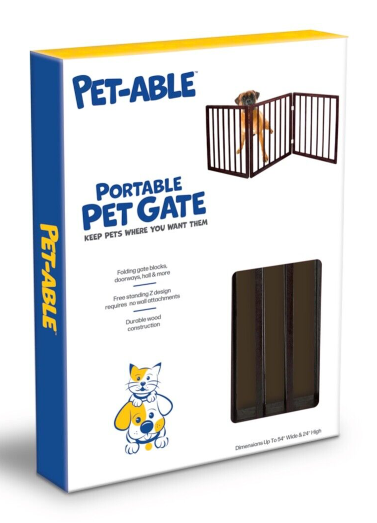 Folding Adjustable Pet Gate Wooden Z Pattern Design Dog 54"X24" NEW