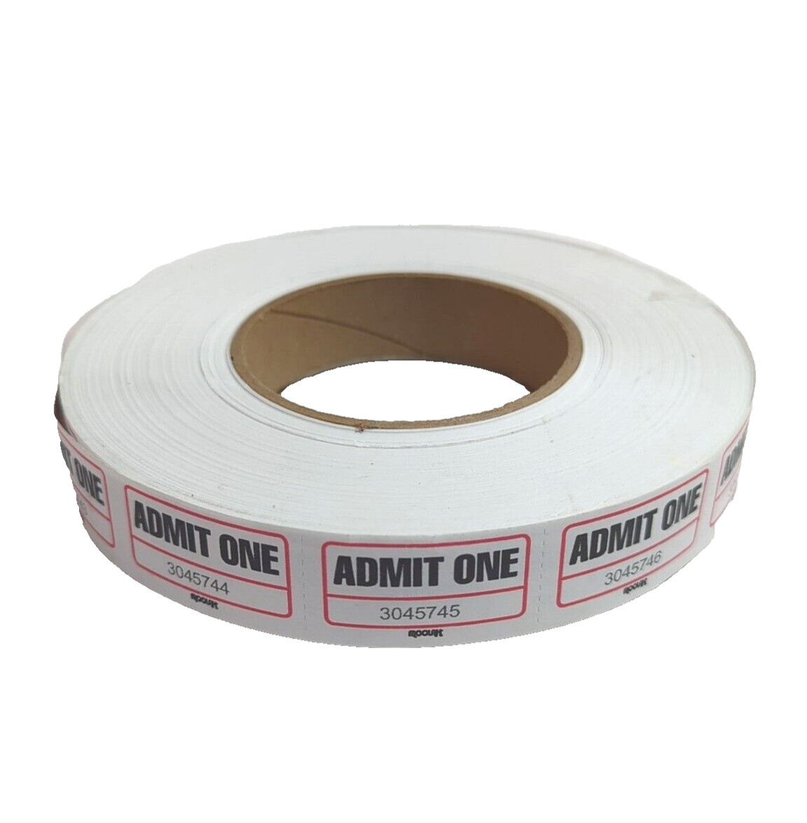 Admit One Single-Ticket Roll, White, Consecutively Numbered, 2000 Count