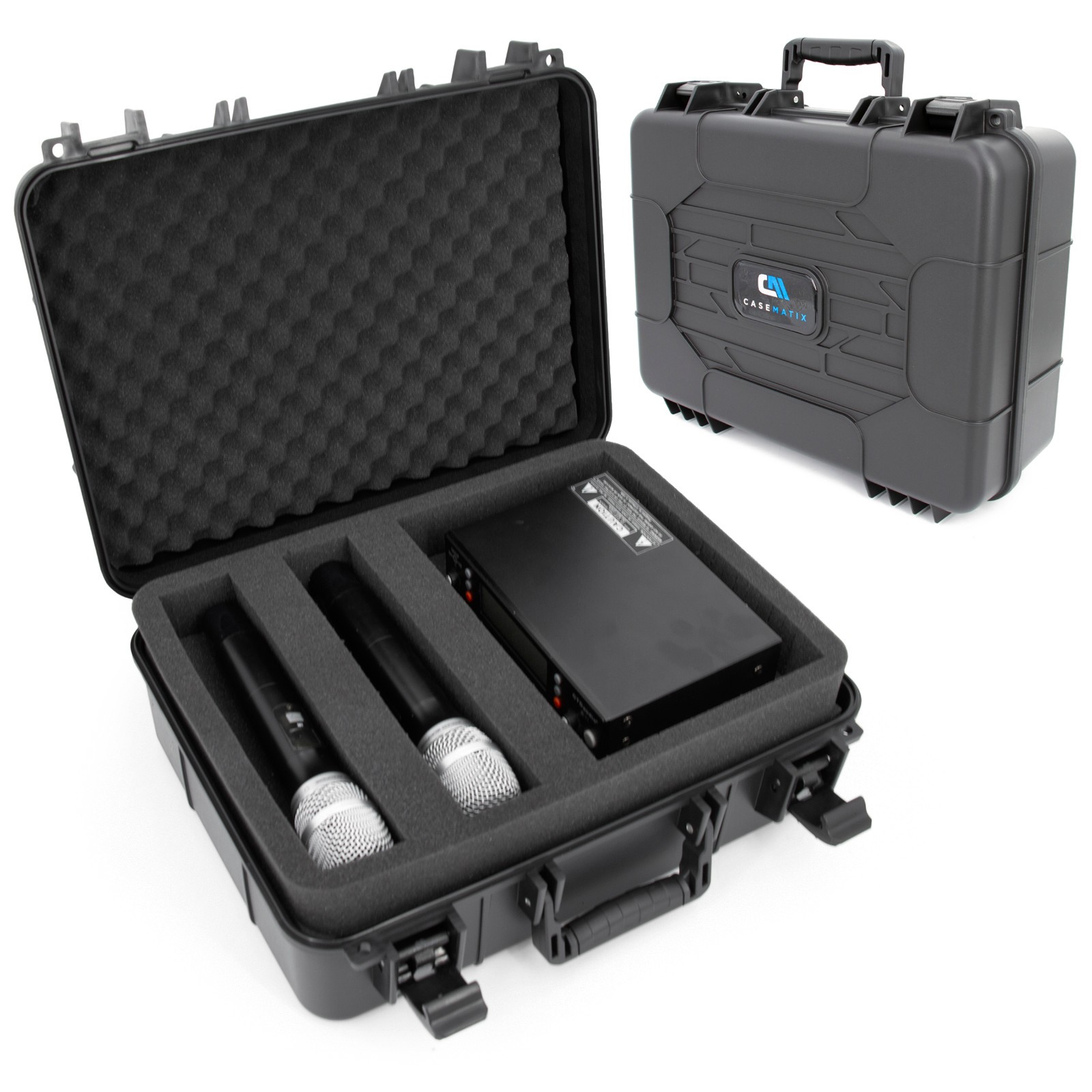 CASEMATIX Hard Microphone Case fits Shure & Sennheiser Wireless Mic Systems