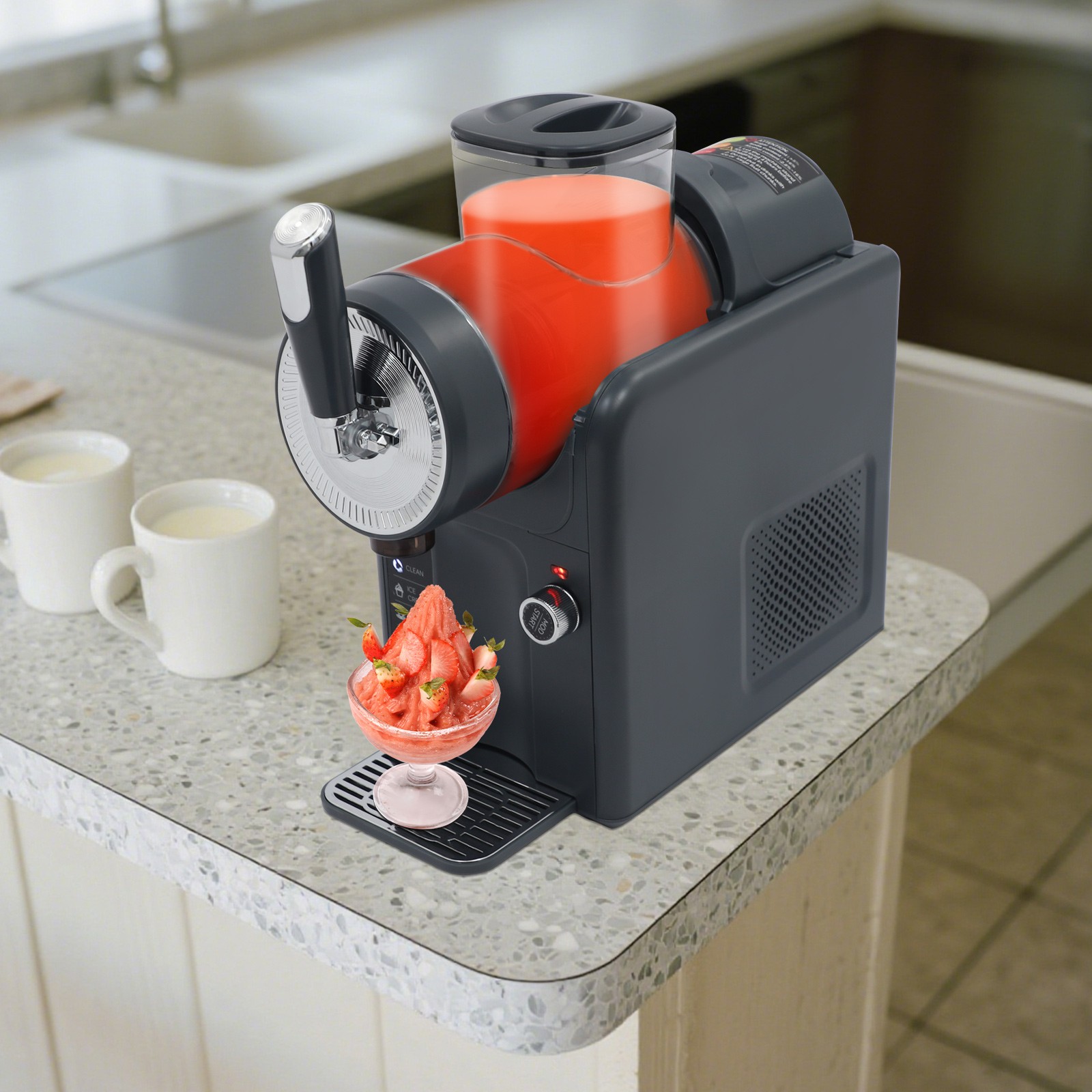 Frozen Drink Machine Tabletop Electric Shaved Ice Machine 185W 1.8L/0.48 Gallon