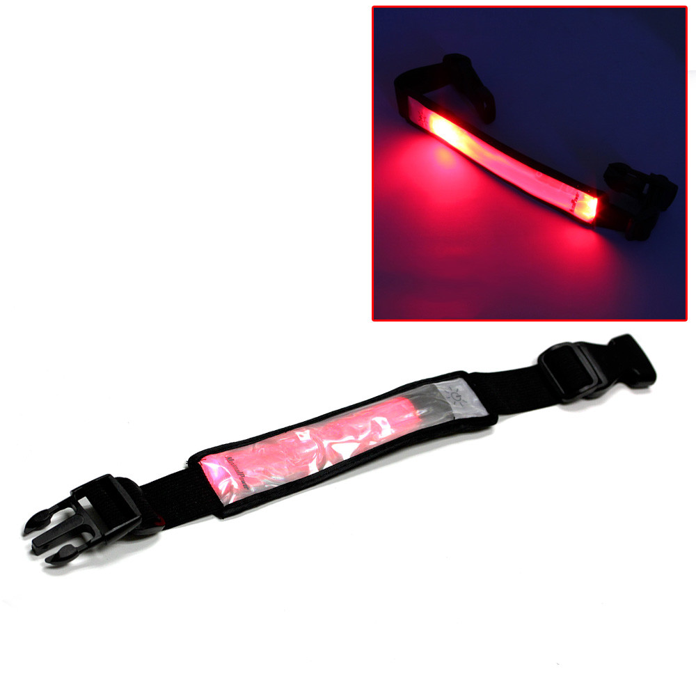 MaximalPower Red LED Light Reflective White ARM/LEG BAND Running Jogging Walking