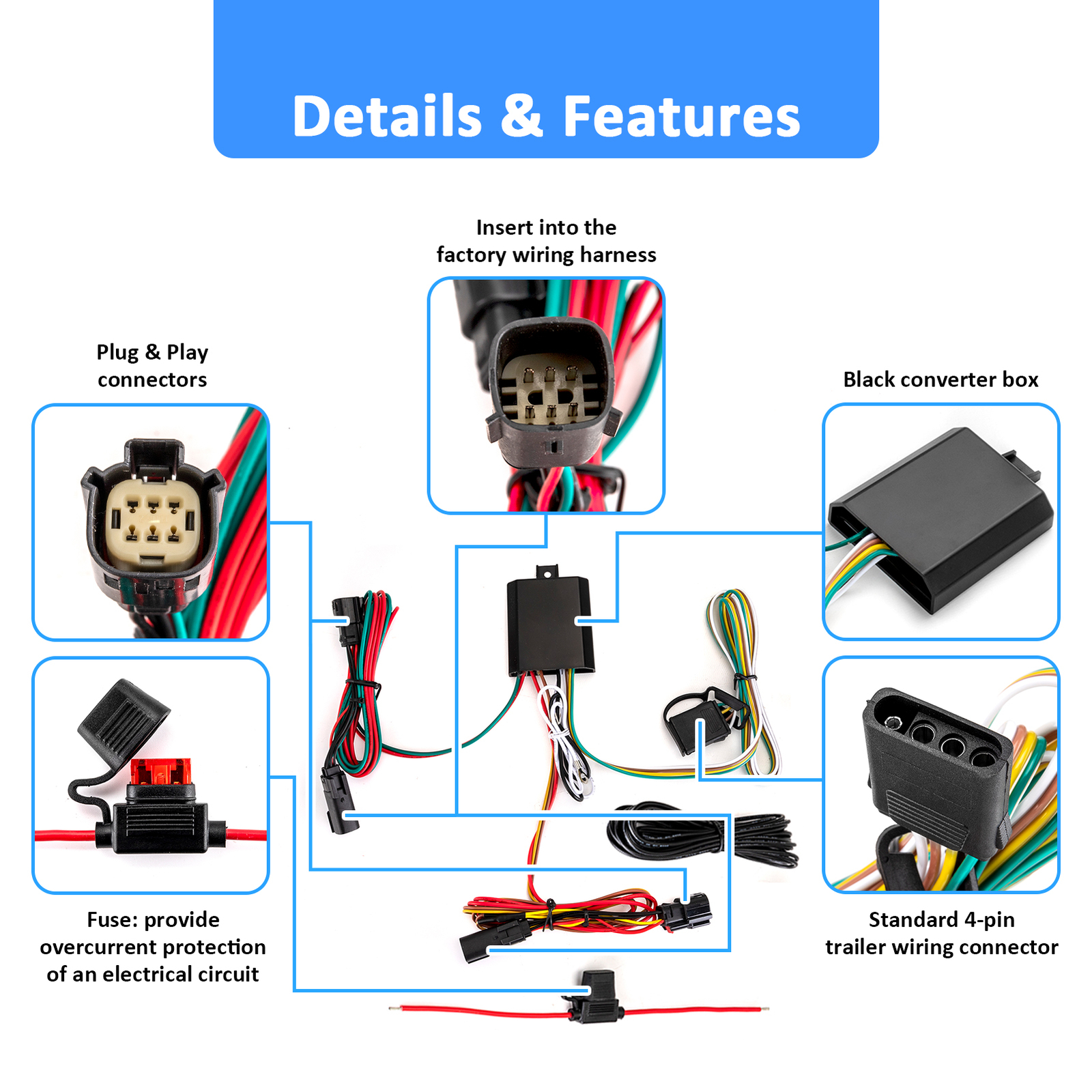 Trailer Tow Hitch Wiring Harness For Jeep Cherokee 2019-2020 2021 2022 2023