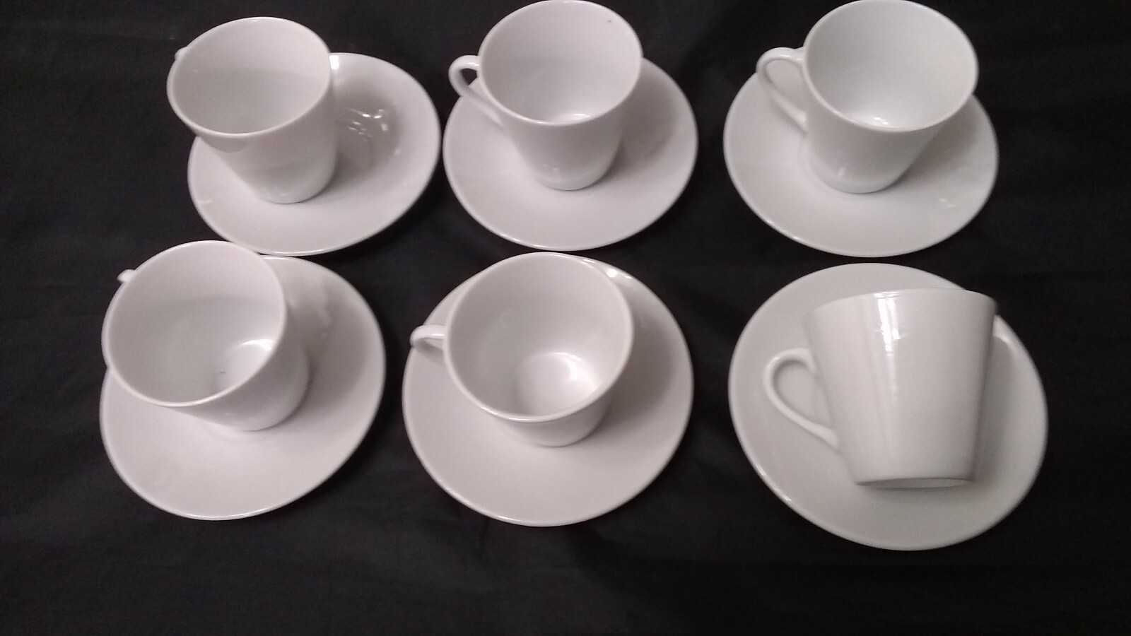 12 Pc Espresso White Porcelain Coffee set 6 Cup AND 6 Saucer 2.5 Oz Gift # 999z