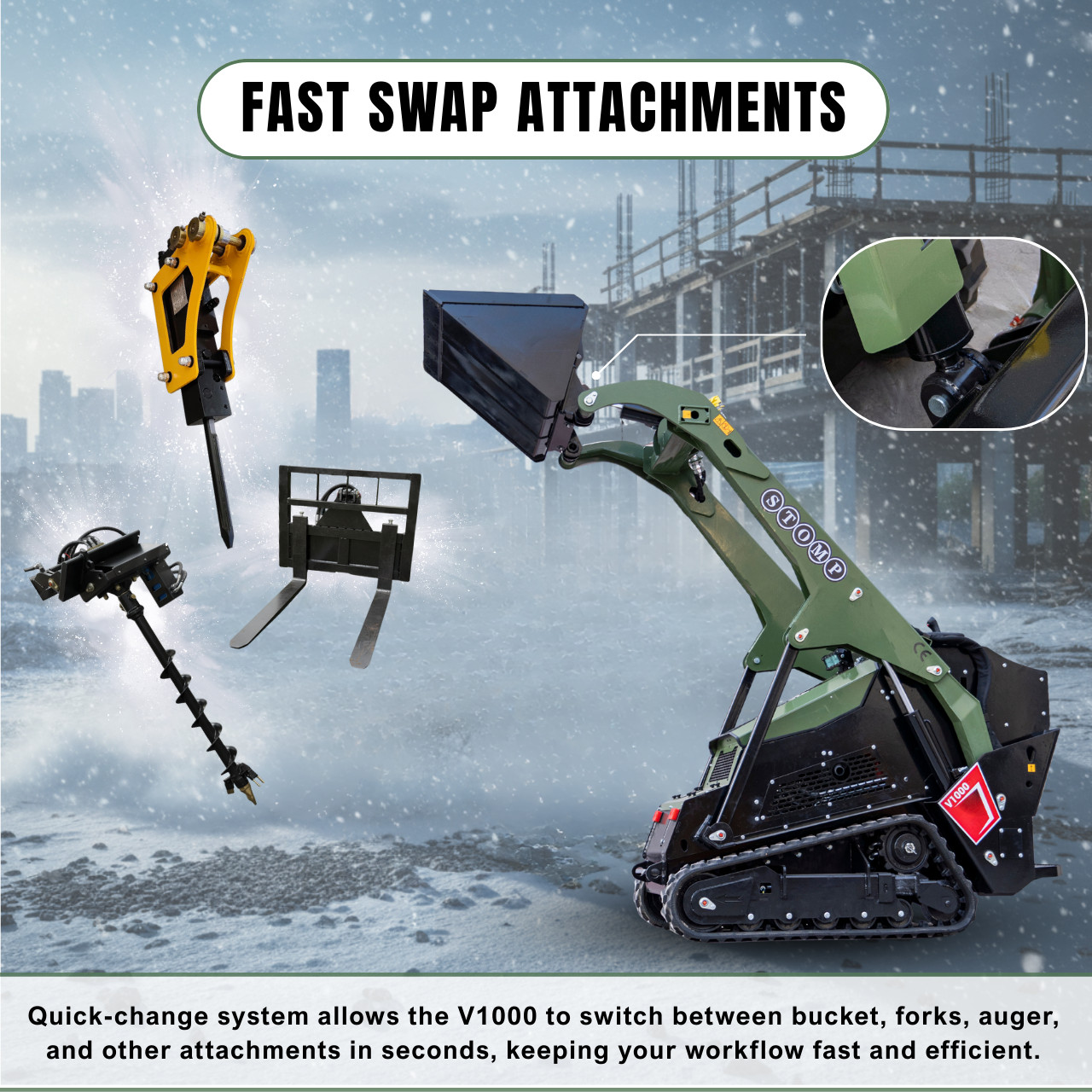 TYPHON Stomp V1000 Kubota D1105 Diesel 24.4hp Skid Steer Hydraulics Full Control