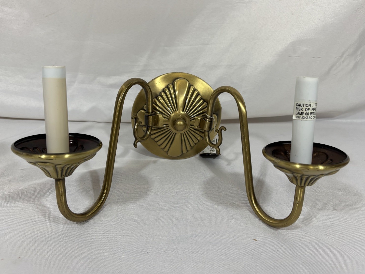 Vintage NOS Murray Feiss Brass Double Wall Sconce 12.5"W 2 Arm
