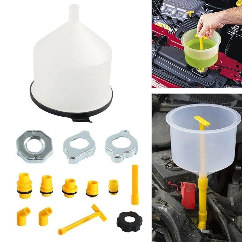 Spill Proof Radiator Coolant Filling Funnel Kit 15-pcs Cooling System fill kit