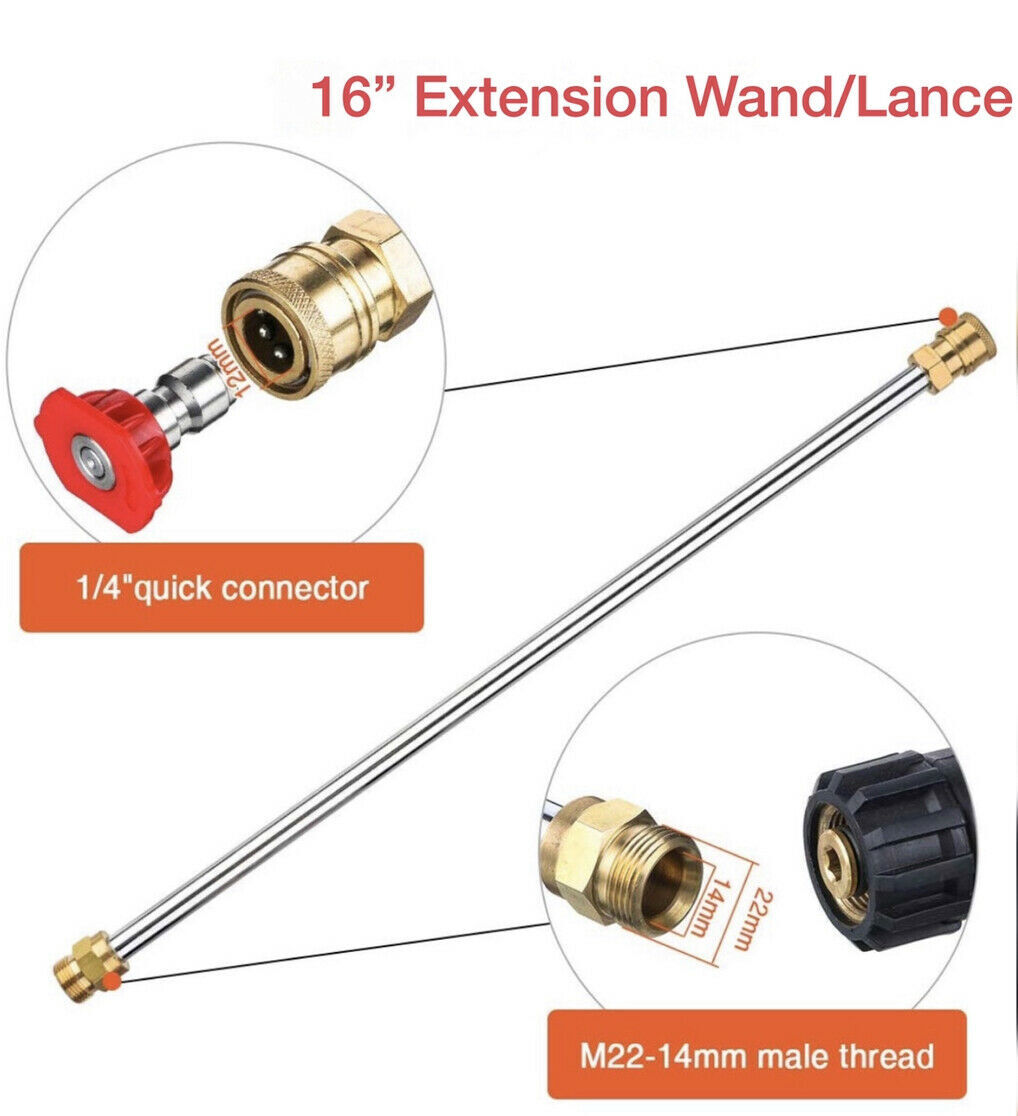 High Pressure 4000PSI Car Power Washer Gun Spray Wand Lance Nozzle Hose Kit M22