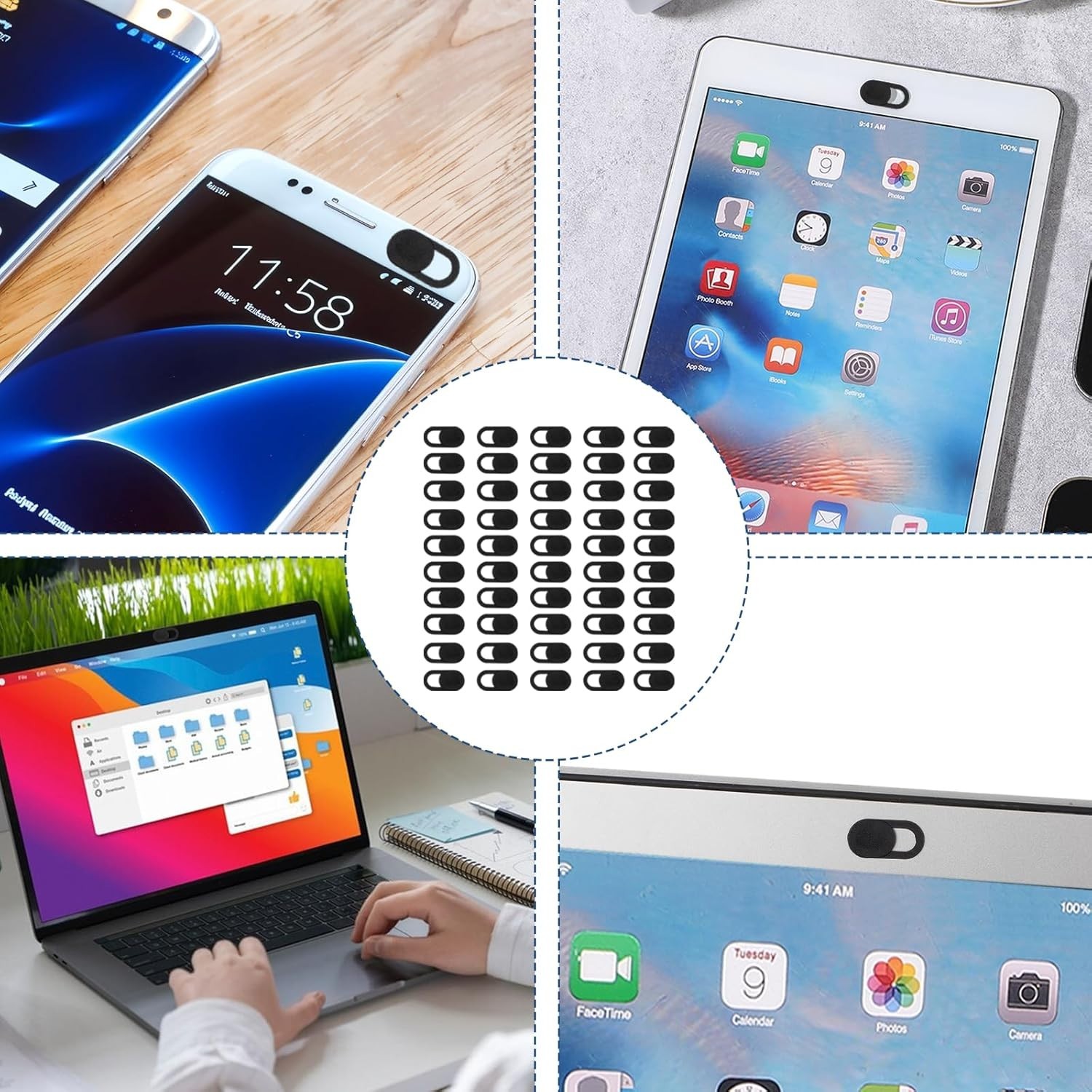 50 Pcs Black Ultra-Thin Webcam Cover Slide, Laptop Camera Privacy Protectors