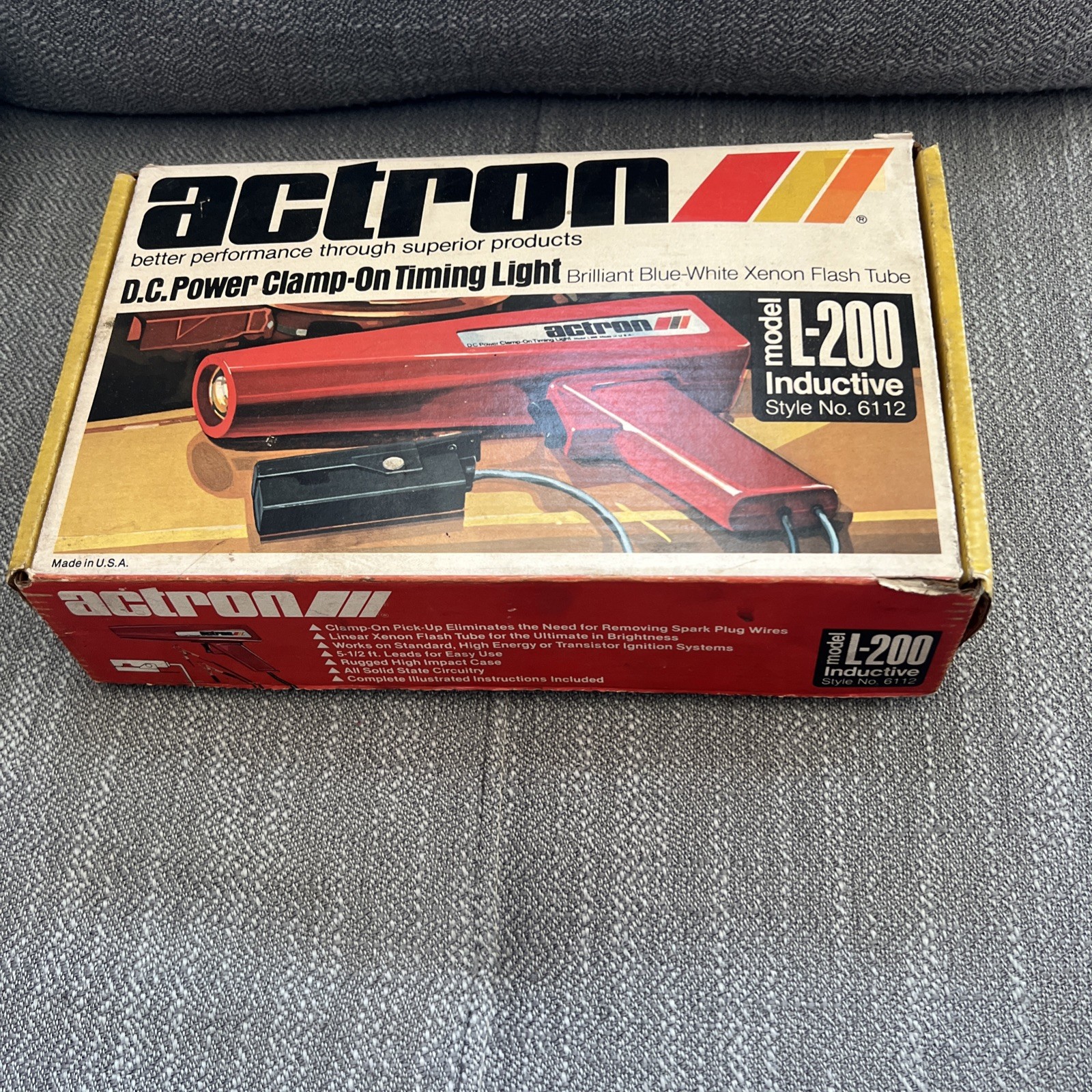 Vintage Actron L-200 Clamp-On Timing Light D.C. Style 6112