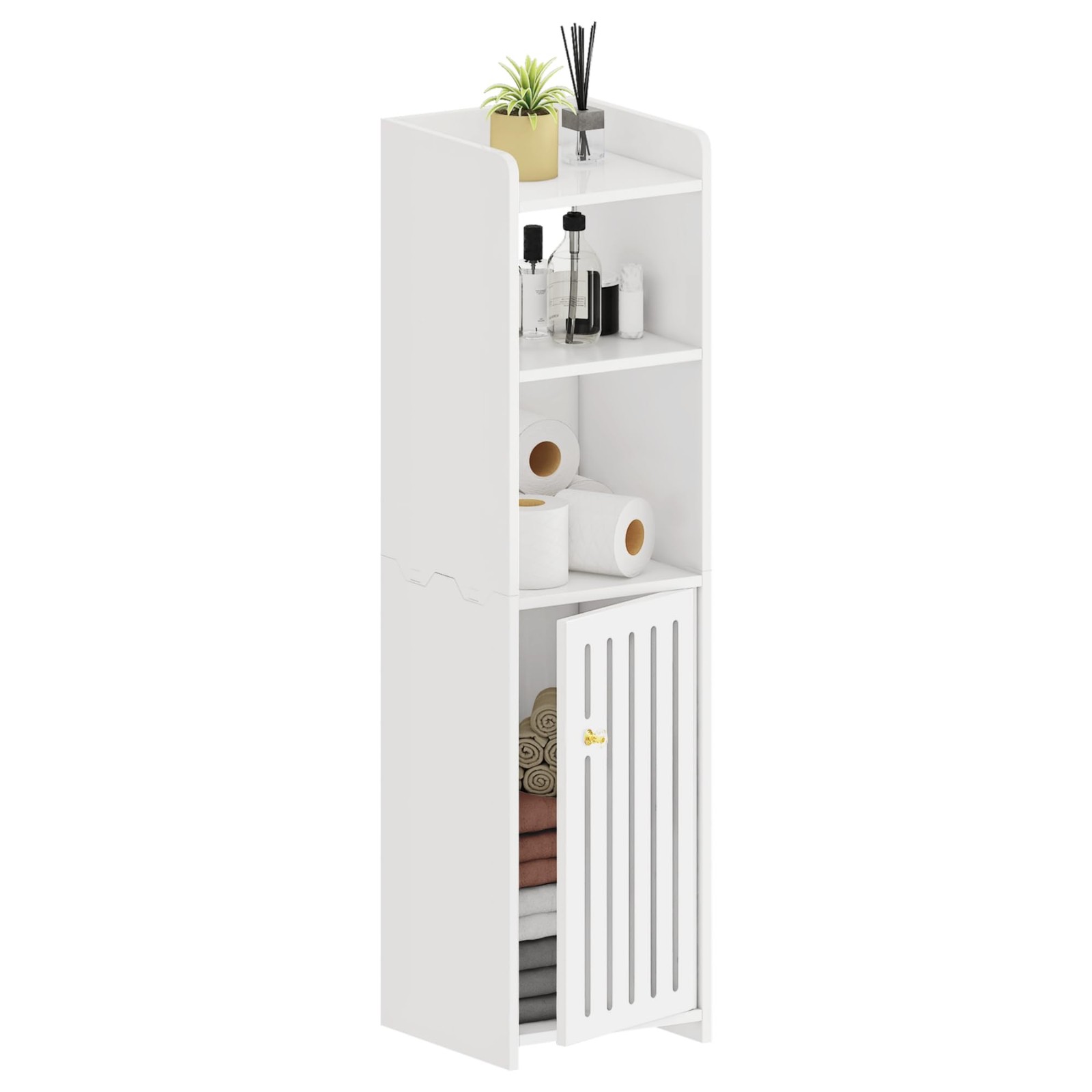 Narrow Bathroom Storage Cabinet, 4-Tier Slim Bathroom 7.9"D x 7.9"W x 31.5"H