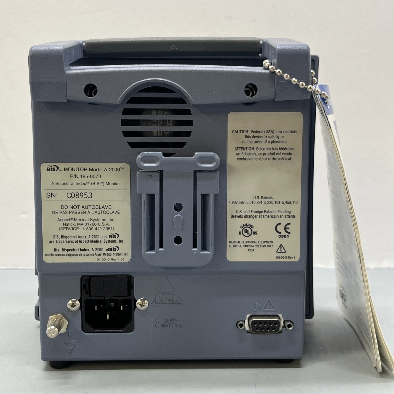 Aspect Medical System BIS A-2000 Platform Bispectral Monitor