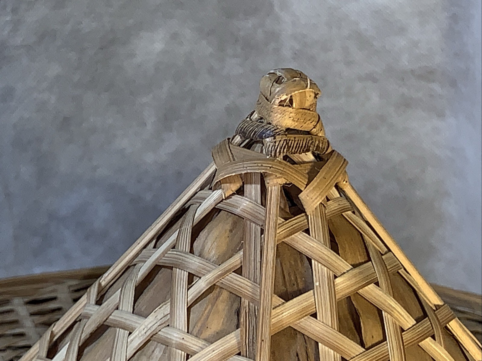 Conical Straw Hat Vtg Asian Chinese Handmade Sun Gardening Rice Coolie 18" Large