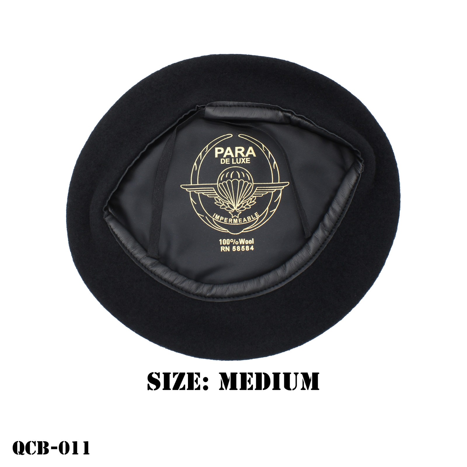 Black Beret US Military Issue ~ Medium ~ Para Deluxe 100% Wool ~ NEW ~ USA