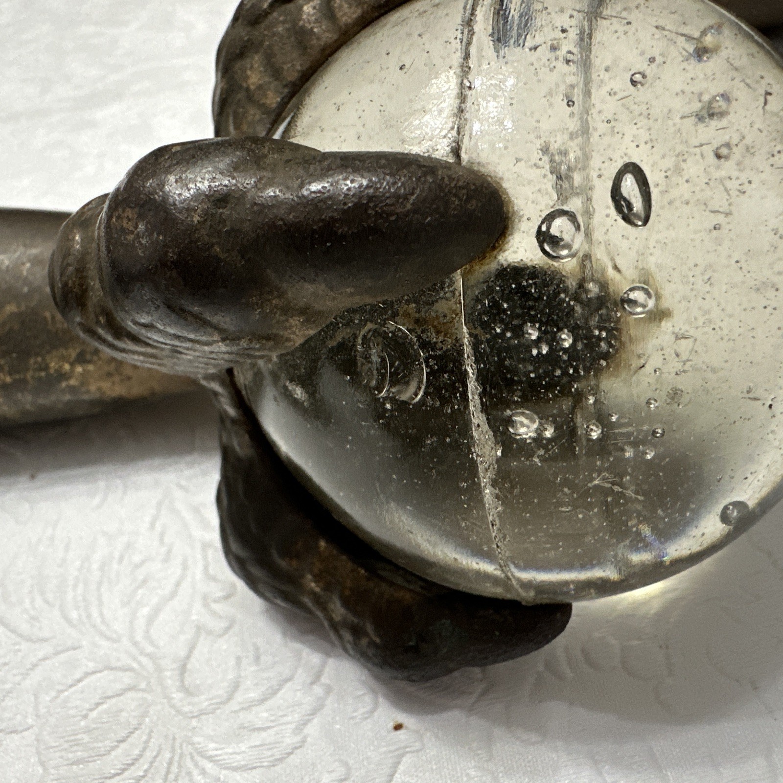 4 Glass Ball Cast Metal Dragon Claw foot feet 6" table legs Antique Victorian