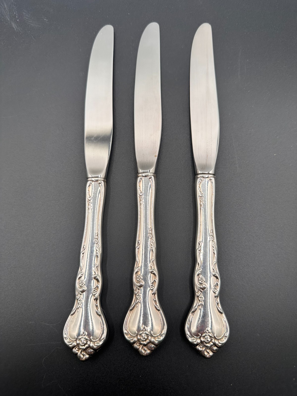 Reed & Barton Savannah Sterling Handle Dinner Knives Set of 3 No Monogram
