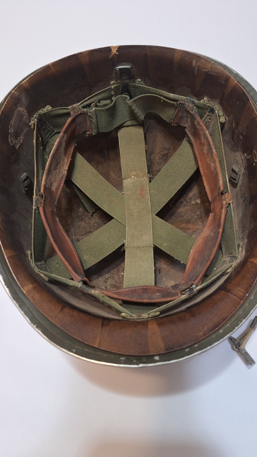 WW II US Military M1 Front Seam Swival Bale Helmet With Liner