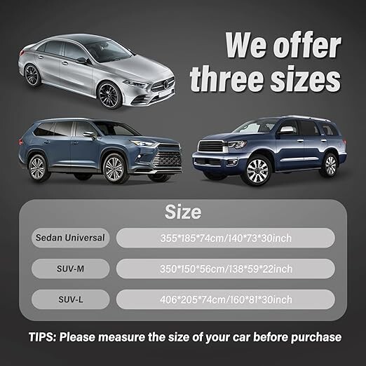 Universal Sedan Half Car Cover, Windshield Body Cover Winter Auto Top Snow Ice