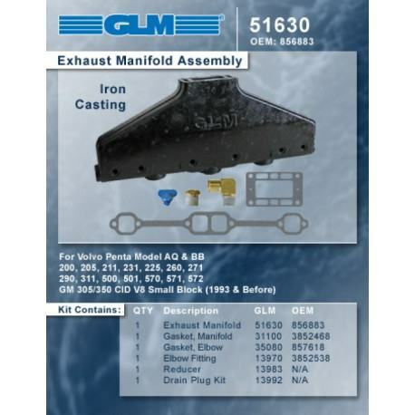 Volvo Penta 5.0L 305 5.7L 350 Exhaust Manifold AQ BB Before 255 260 271 280 290