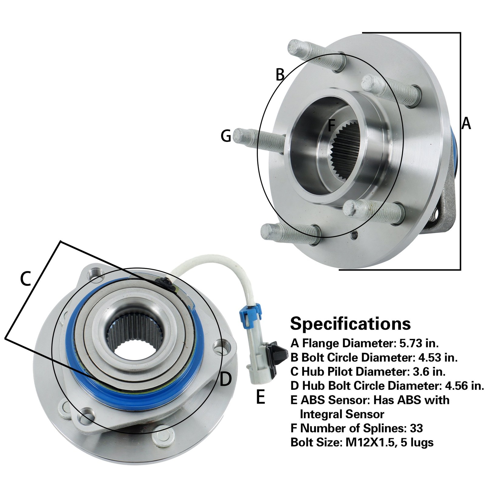 2× Front Wheel Hub & Bearing Assembly For Chevrolet Impala Pontiac Grand Prix