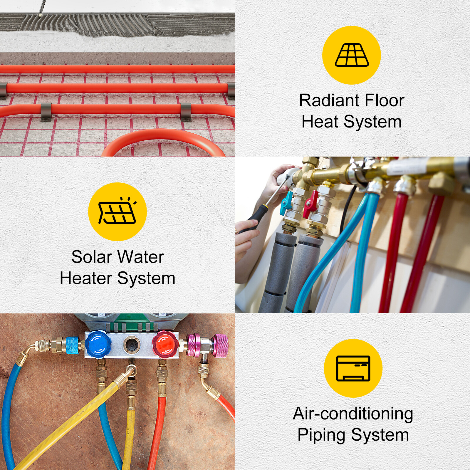 VEVOR 1/2" x 1000ft Pex Tubing Pex Pipe Oxygen Barrier Red Radiant Floor Heating