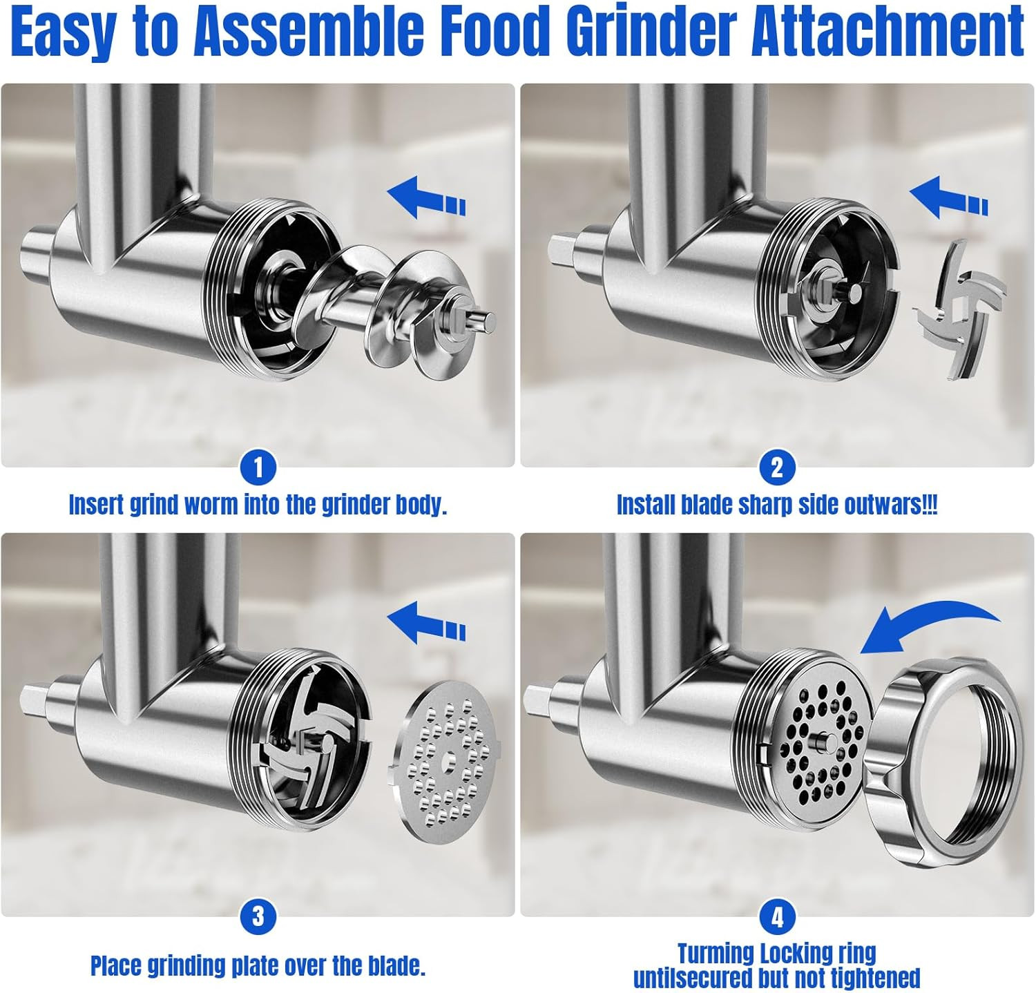 Kitchenaid Metal Food Grinder Attachment Set with 15 Accessories Silver Mixers