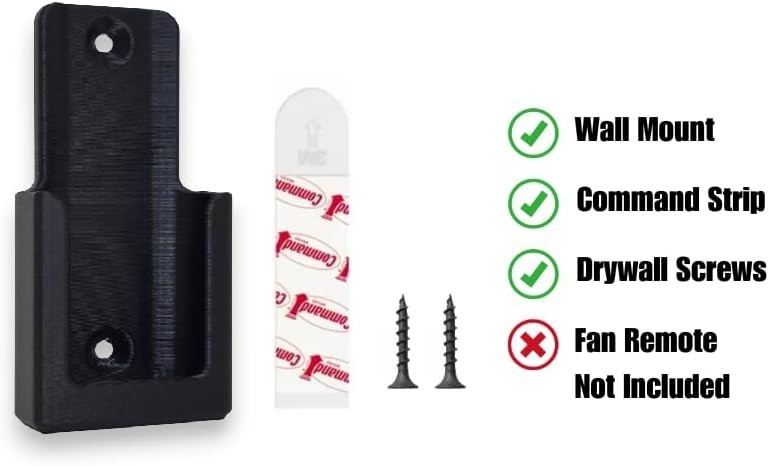 Fan Remote Holder Wall Mount Bracket for Artika Austin Edwin Ceiling Fan Black