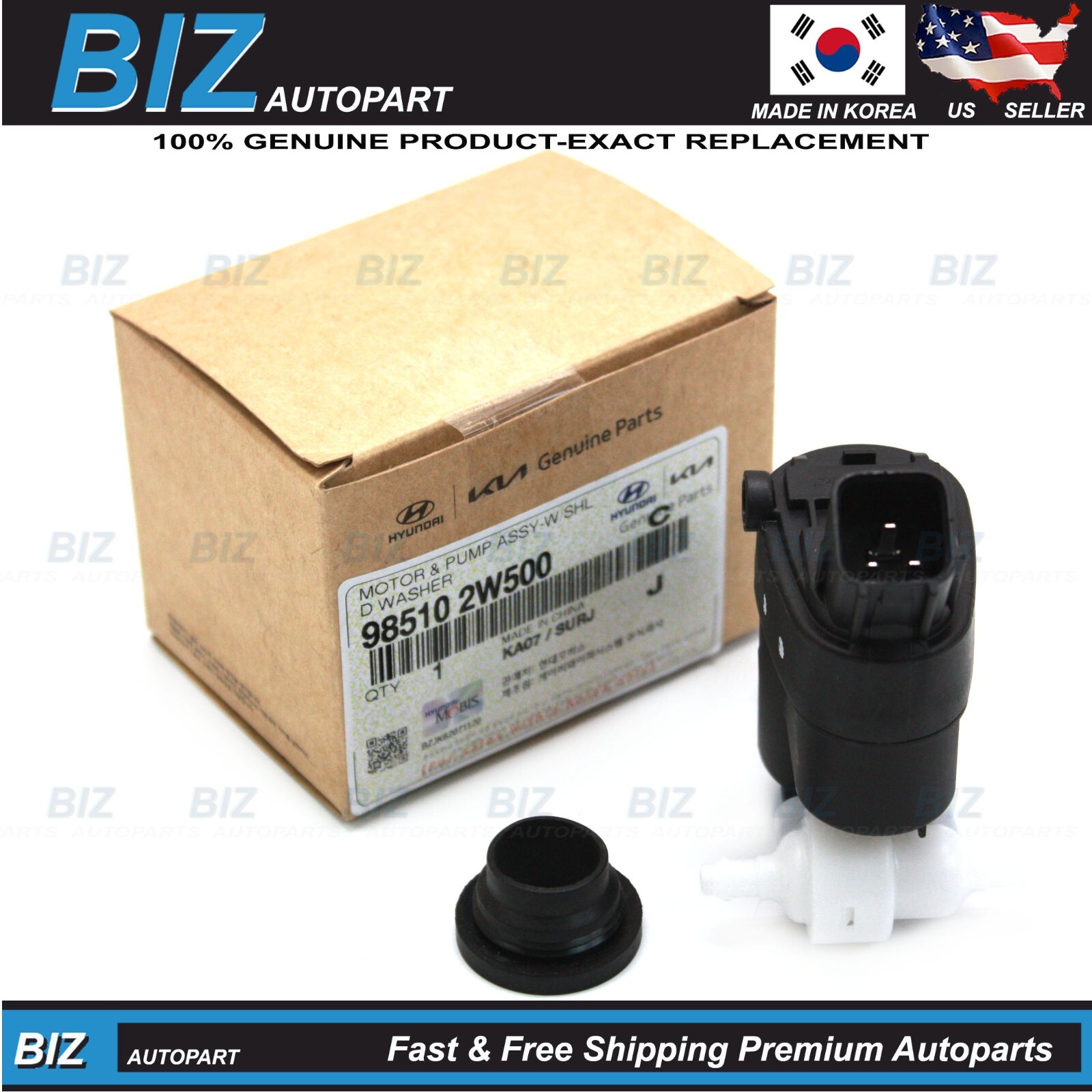 Genuine Washer Pump for 2013-2025 Genesis Hyundai Kia Various Models 98510-2W500