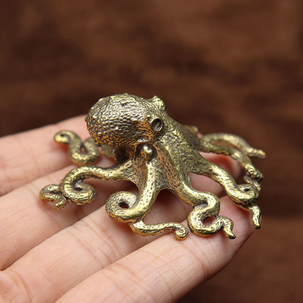 Brass Octopus Sculpture Wild Sea Life Figurine Housewarming Gift Decoration USA