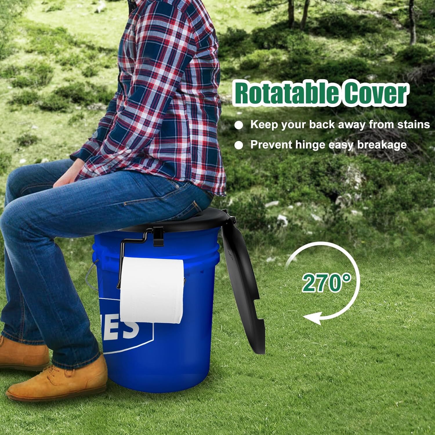 Portable Toilet Seat for 5 Gal Buckets, Camping Toilet Seat with Lid for Outdoor