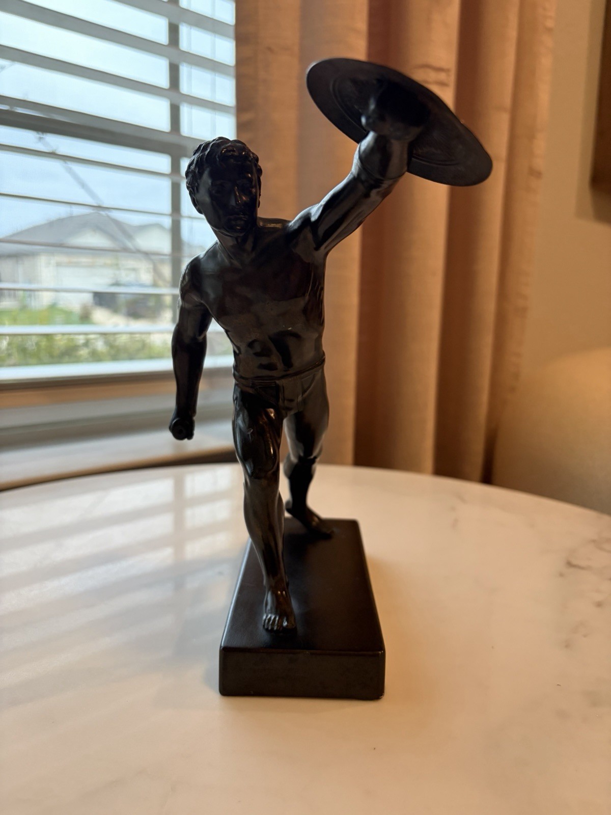 Antique Art Deco Male Athlete Statue | Bronze-Finish Spelter | c. 1930s