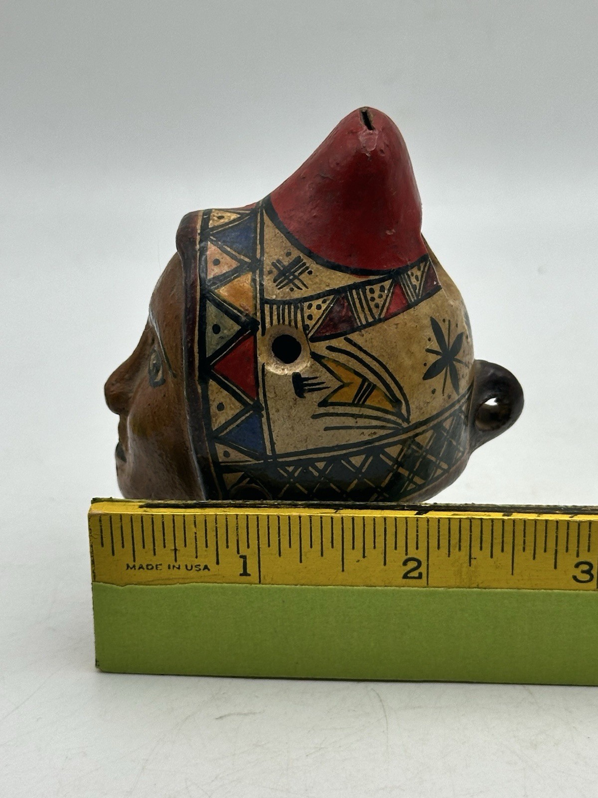 Peruvian Flute Whistle Pendant Musical Instrument Head Design Hand Made