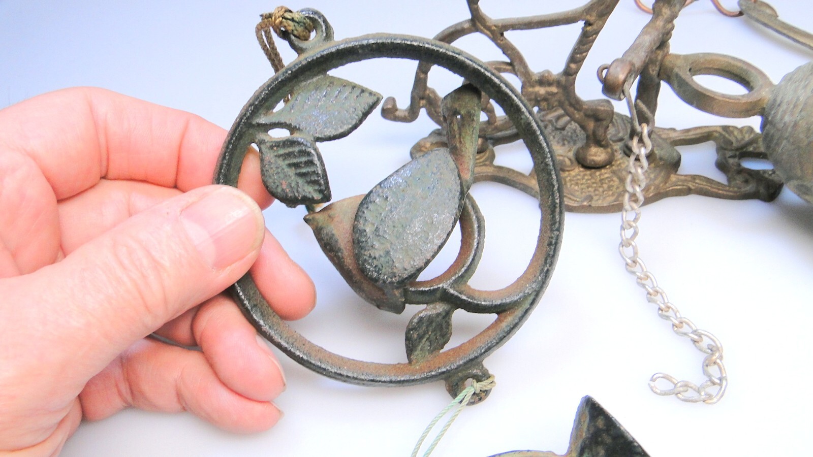 Estate Cast Iron Ornate Brass or Bronze Hanging Bells Asian Sculpture Bell Lot