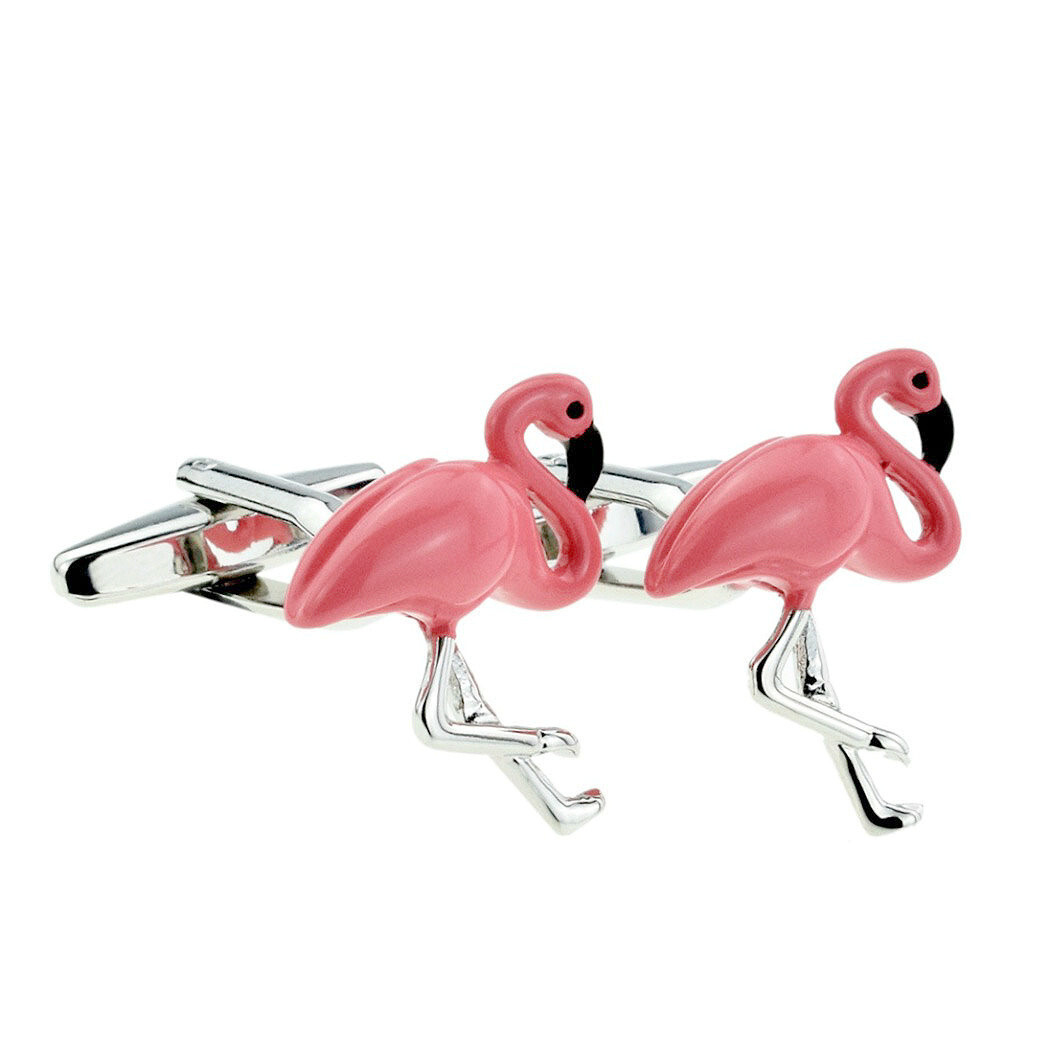 FLAMINGO CUFFLINKS Pink Tropical Bird Rich Color Wedding Groom Best Man GIFT BAG