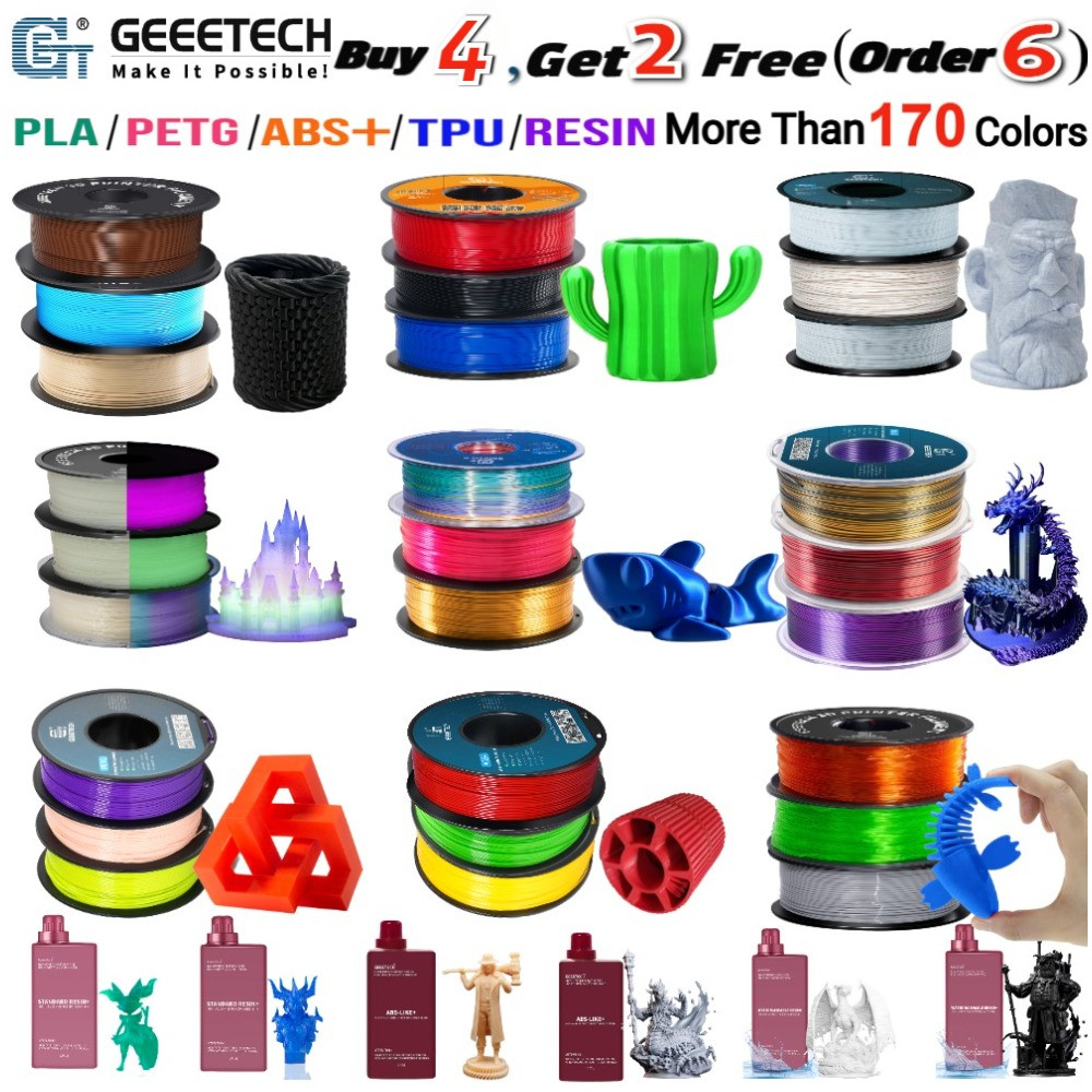 【Buy 4 Get 2 Free,ADD 6】GEEETECH 3D Printer Filament PLA/ABS+/PETG/TPU/Resin 1KG